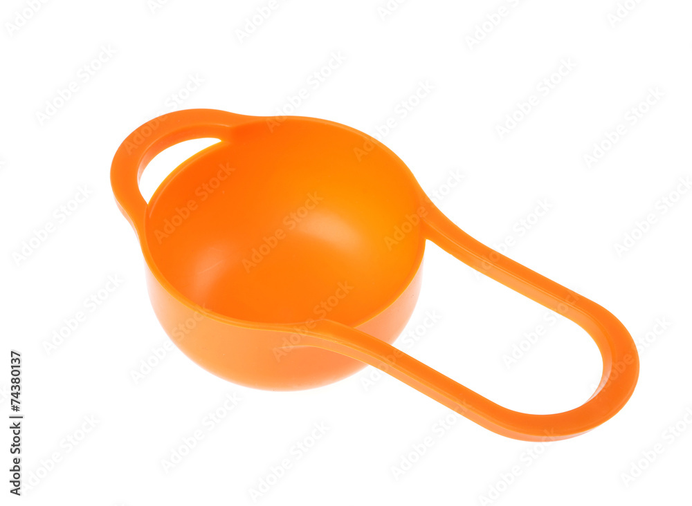 orange plastic tableware isolated on white background orange plastic tableware isolated on white background