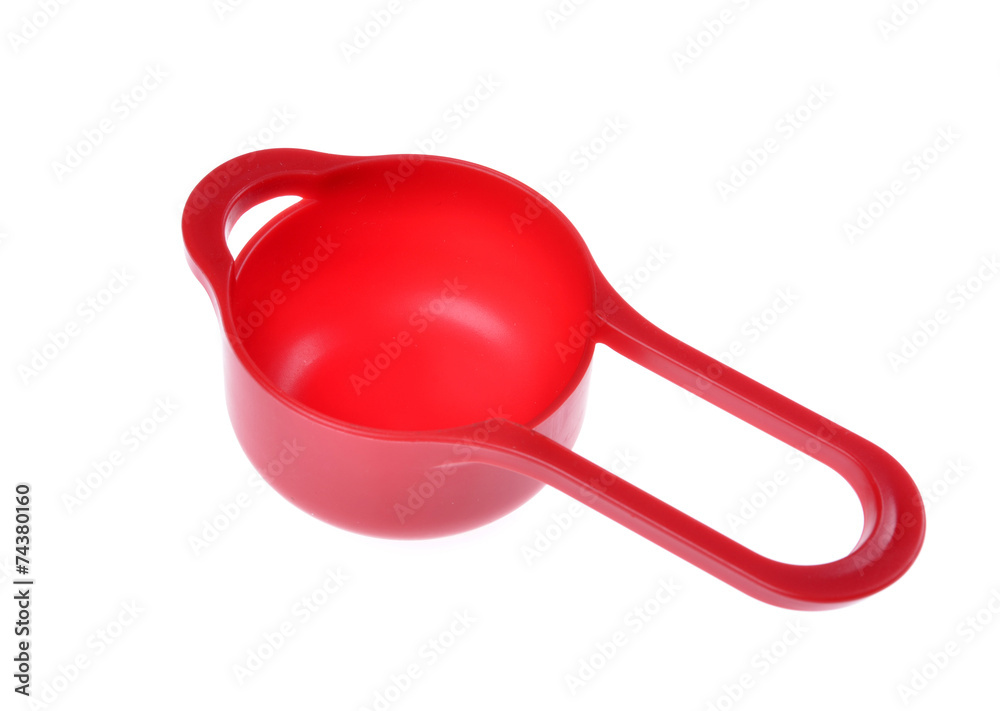 Red plastic tableware isolated on white background Red plastic tableware isolated on white background