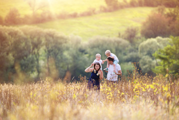 Family enjoying life together outside