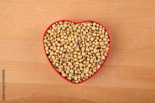 Soybeans in heart shape box