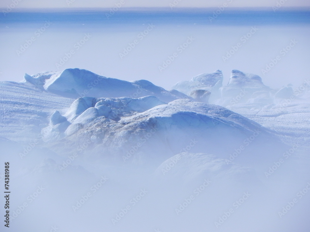 mystic greenland - ice fjord in the fog
