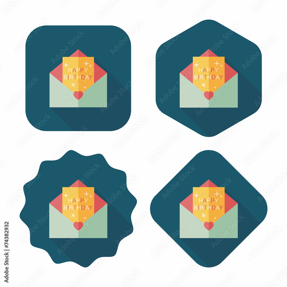 Happy birthday card flat icon with long shadow,eps10 Happy birthday card flat icon with long shadow,eps10