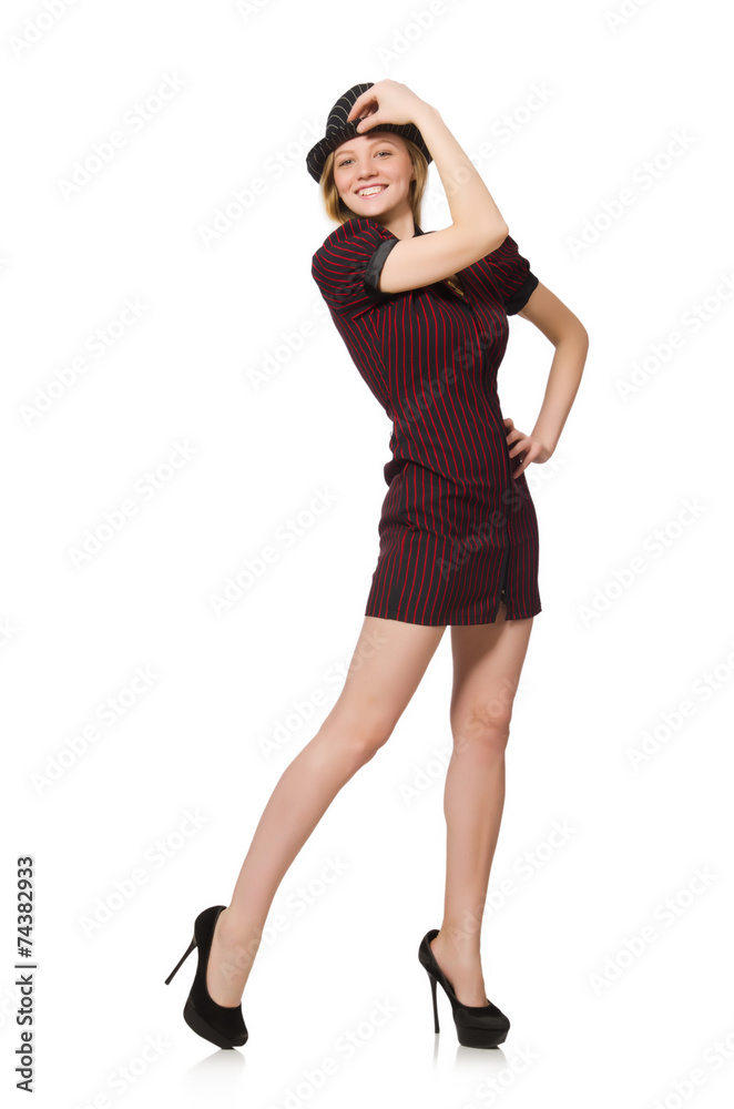 Woman dressed as gangster isolated on white Woman dressed as gangster isolated on white