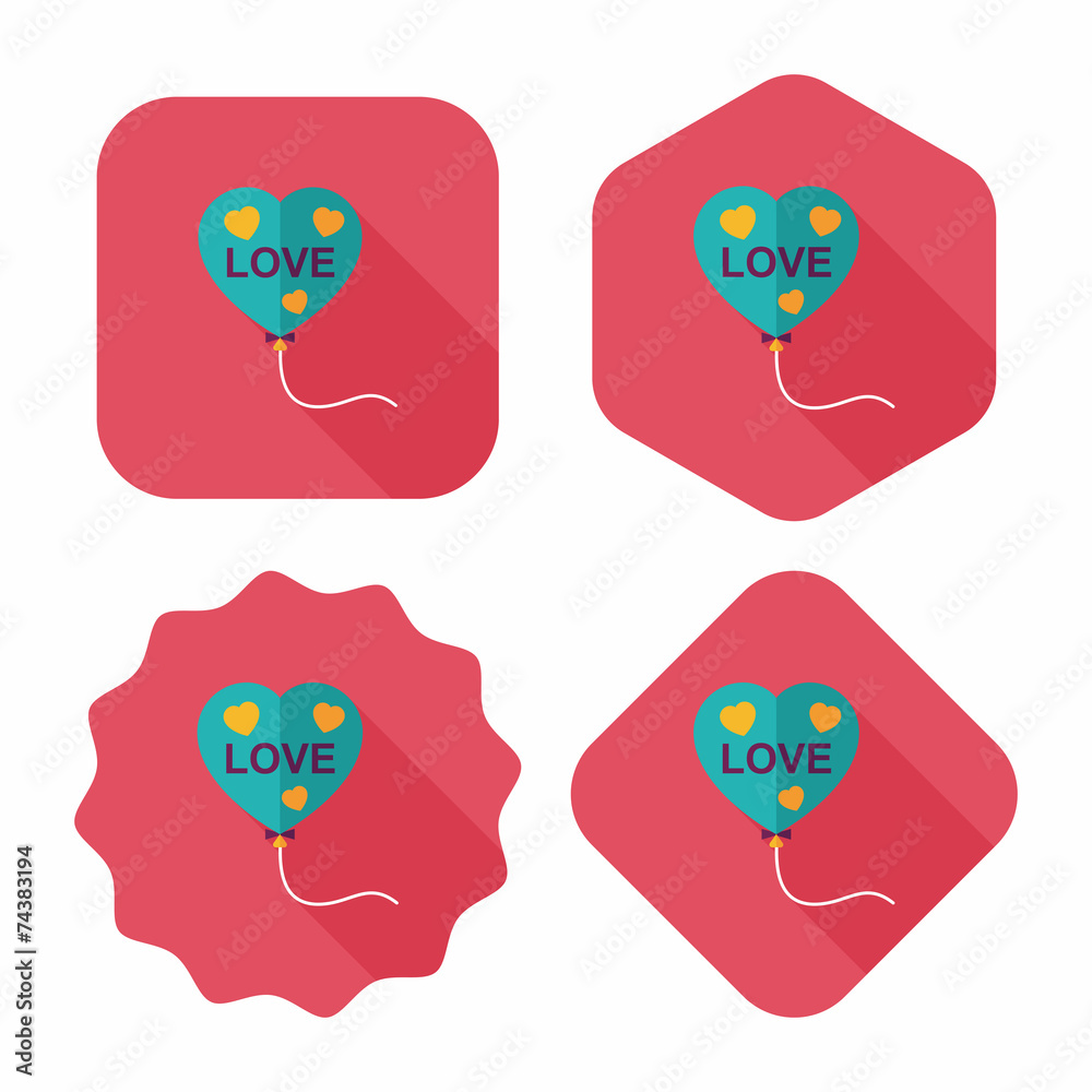 love balloons flat icon with long shadow,eps10