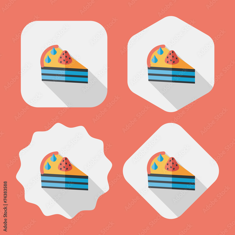 birthday cake flat icon with long shadow,eps10 birthday cake flat icon with long shadow,eps10