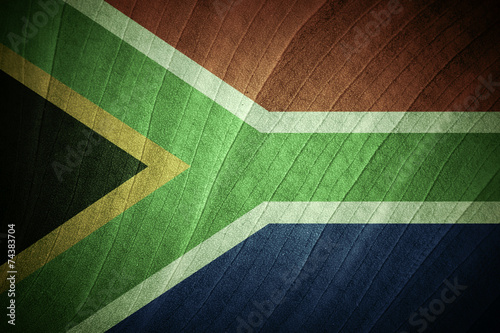 SA flag with green leaf background
