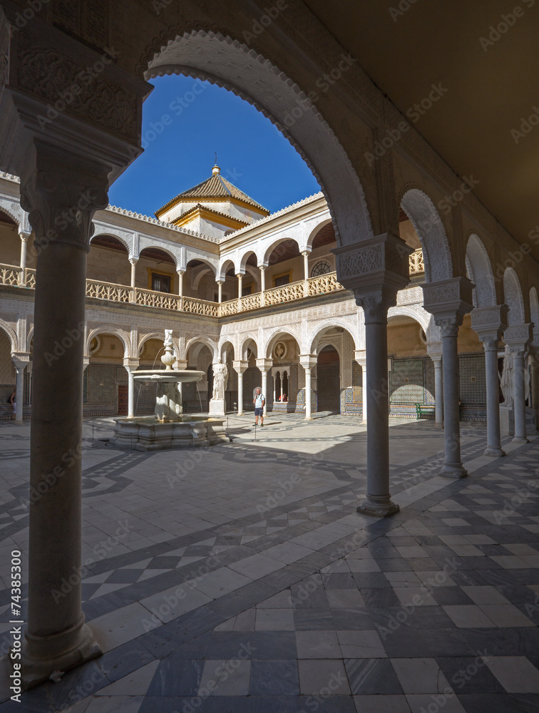 Seville - The Courtyard of Casa de Pilatos.