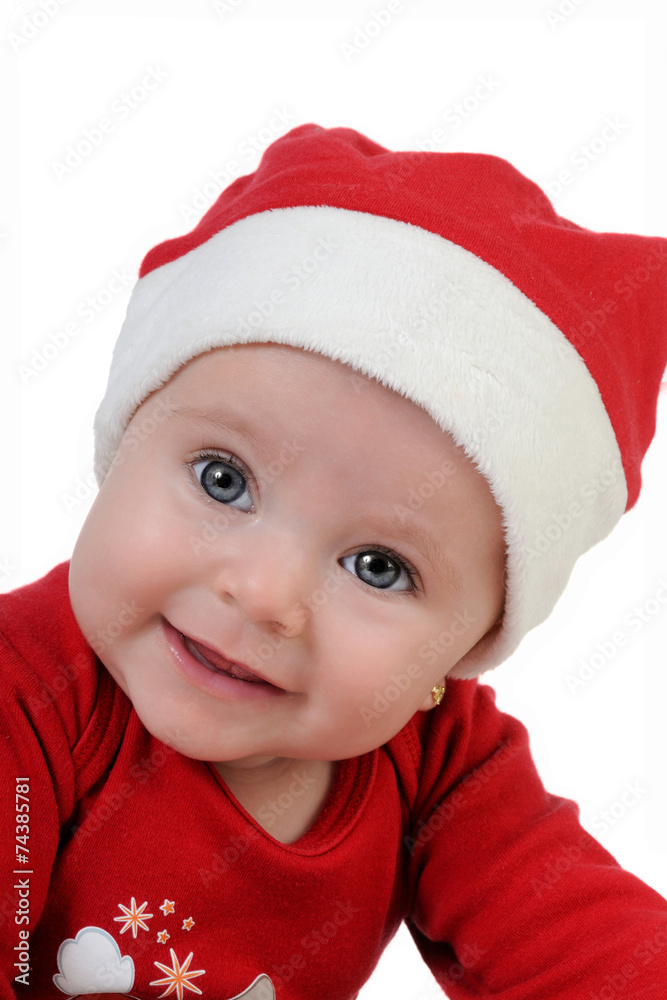 Very happy little girl in Santa Claus day