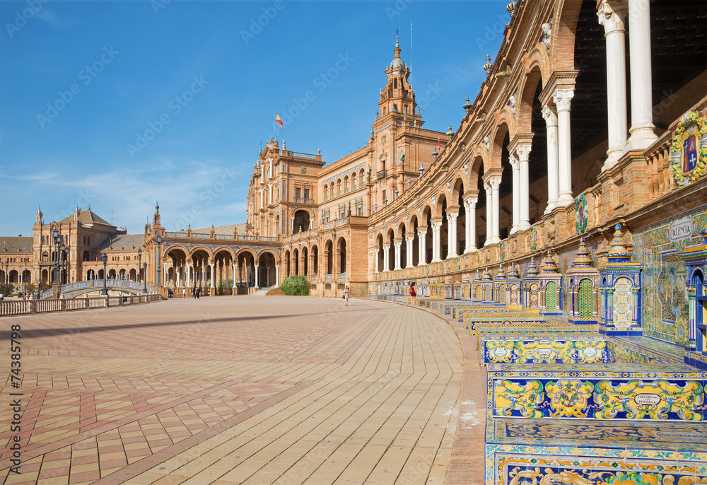 Seville - Plaza de Espana square and tiled  'Province Alcoves'