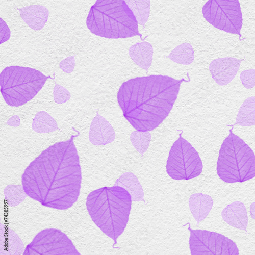 white wall texture with purple leaf paint for background