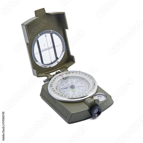 Army green Compass isolation on white.