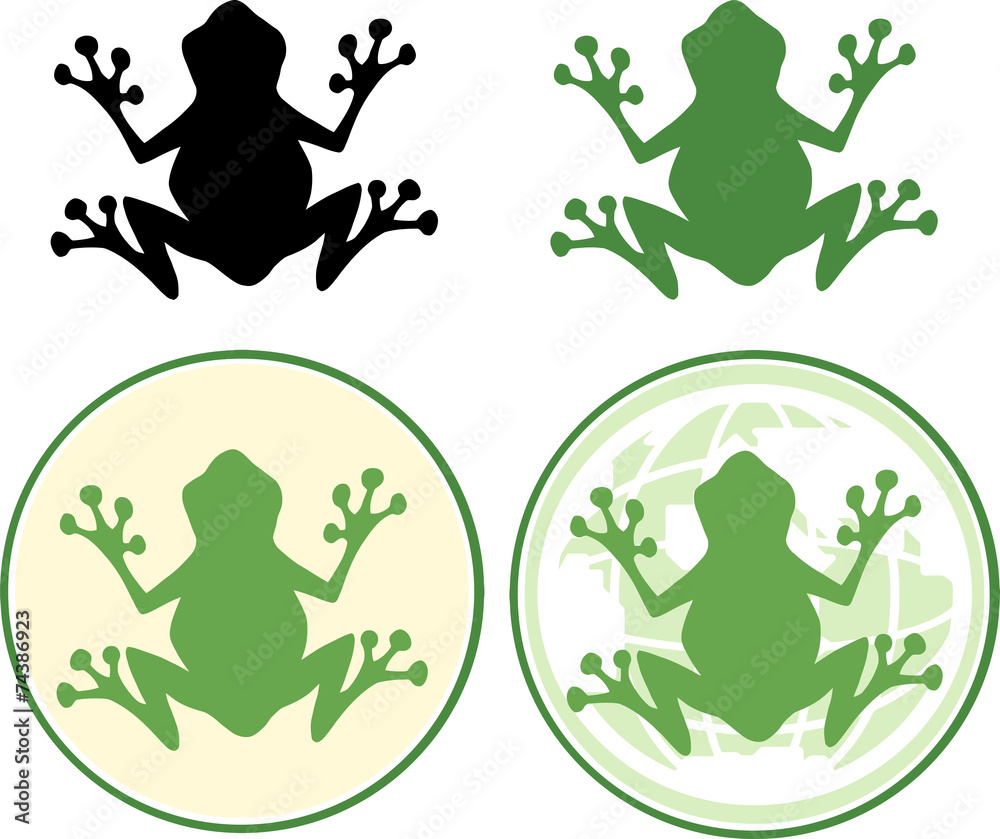 Fototapeta premium Frog Silhouette Design. Collection Set