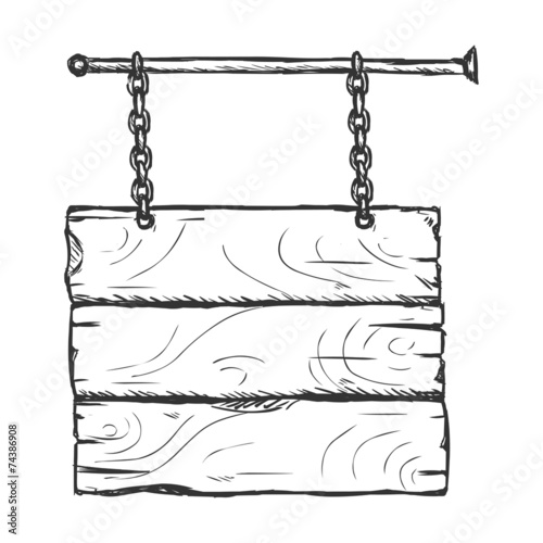 Vector Single Sketch Hanging Signboard
