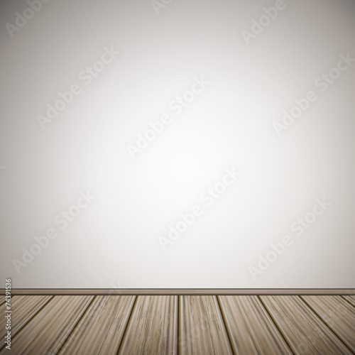 interior scene with empty wall and wooden floor