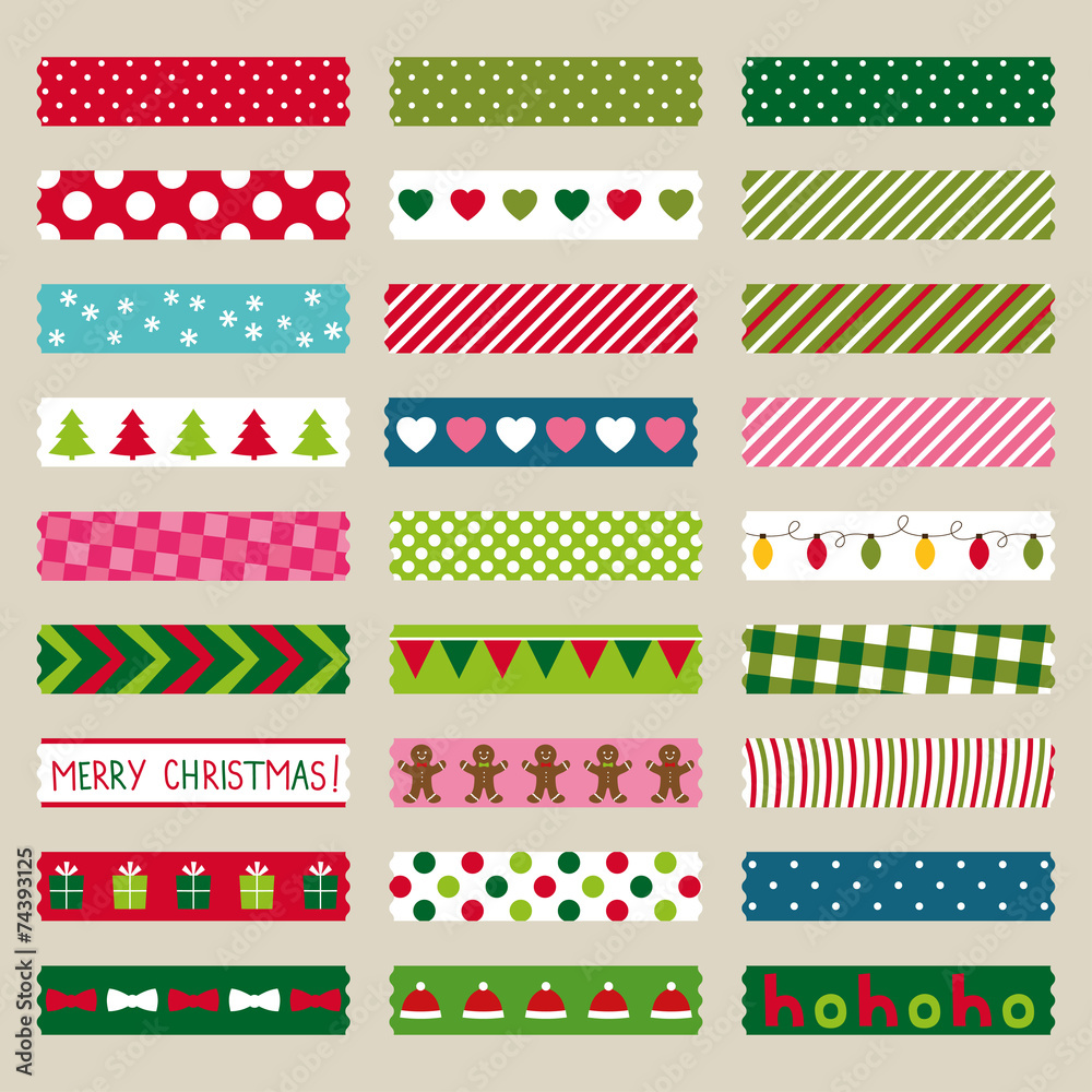 Christmas washi tape pieces set Stock Vector | Adobe Stock