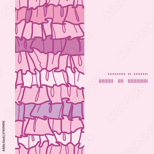 Vector pink ruffle fabric stripes vertical frame seamless
