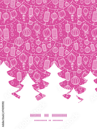 Vector holiday lanterns line art Christmas tree silhouette