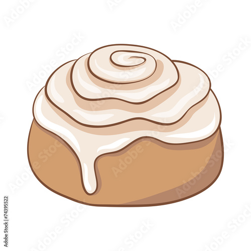 Freshly baked cinnamon roll with sweet frosting.