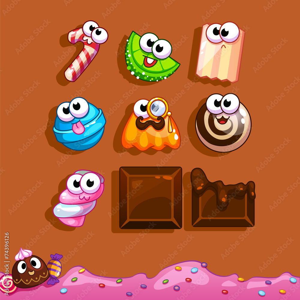 Icons candy for the game interface Icons candy for the game interface