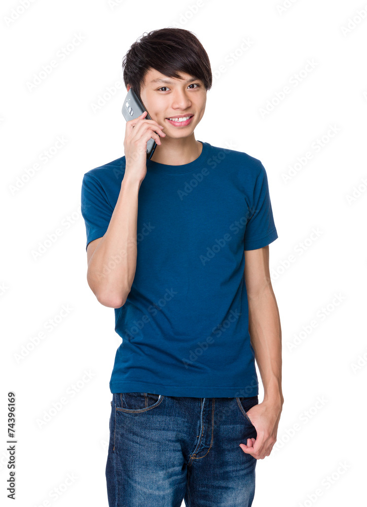Man talk to mobile phone Man talk to mobile phone