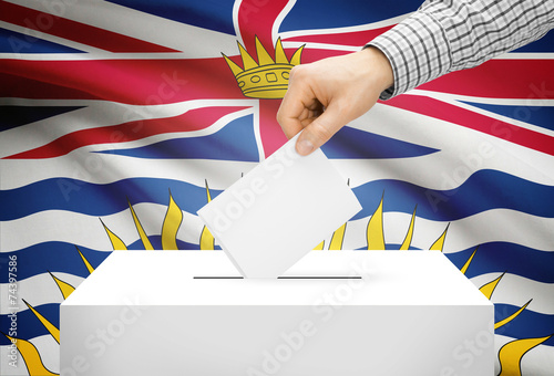 Ballot box with national flag on background - British Columbia photo