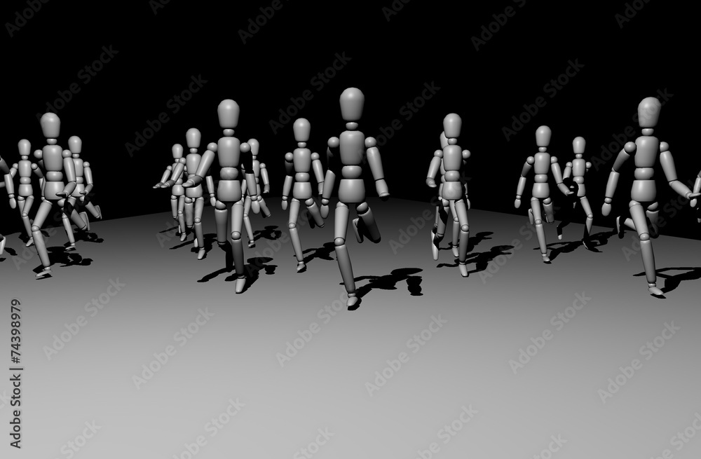 Naklejka premium 3d model running people
