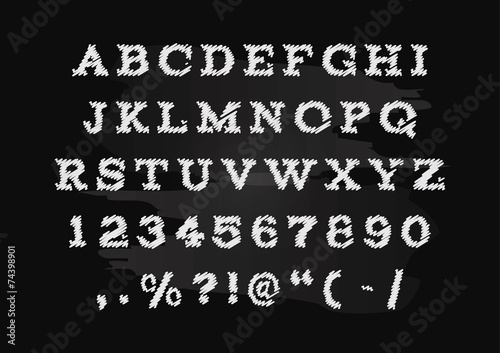 Hand drawn chalk alphabet vector, capital letters.