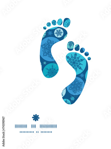 Vector round snowflakes footprints silhouettes pattern frame