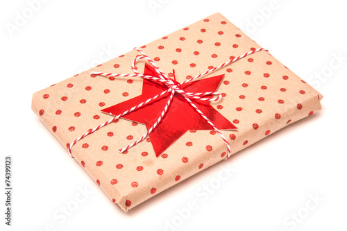 Gift wraped parcels or presents isolated on a white studio backg