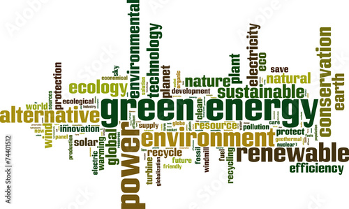 Green energy word cloud concept. Vector illustration
