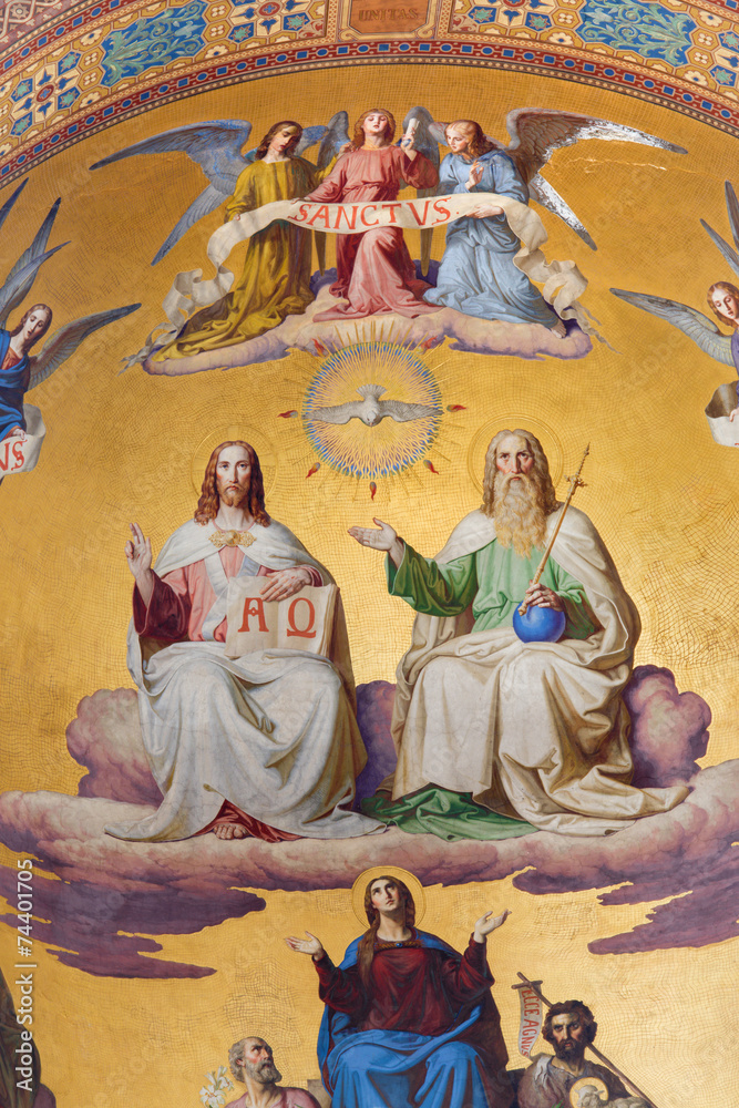 Naklejka premium Vienna - Holy Trinity fresco from Altlerchenfelder church