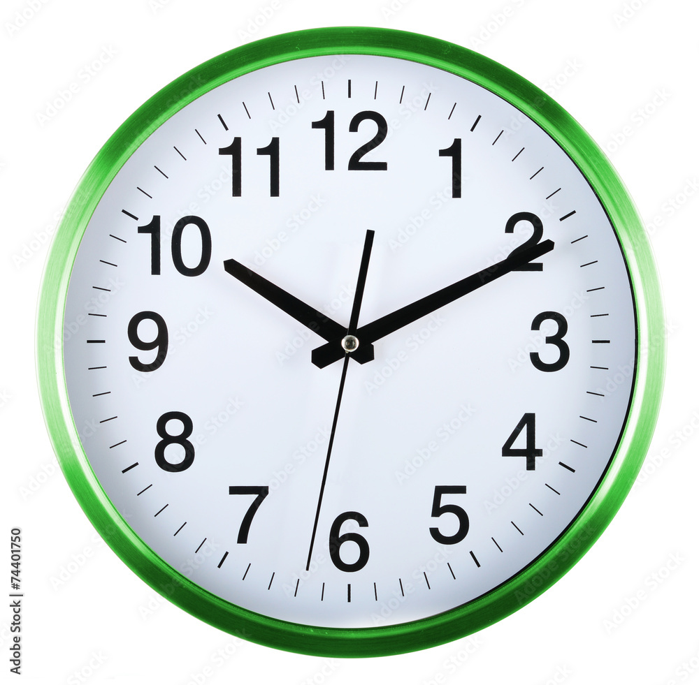 Wall clock isolated on white. Ten past ten. Wall clock isolated on white. Ten past ten.