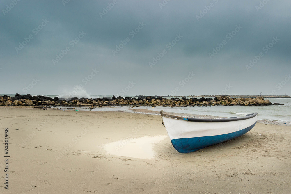 boat on empty beach