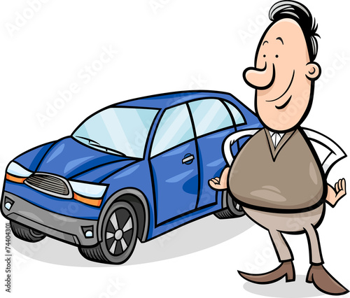 man and car cartoon illustration