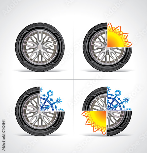 Set of seasonal tire icons
