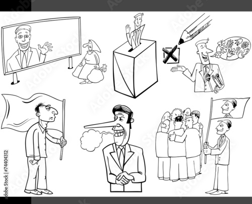 cartoon politics concepts set