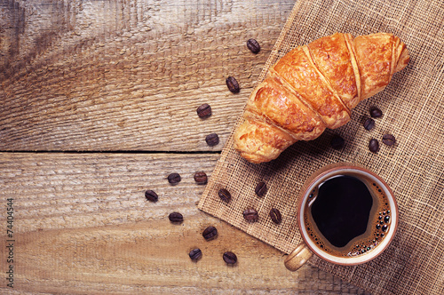 Coffee and croissant for breakfast
