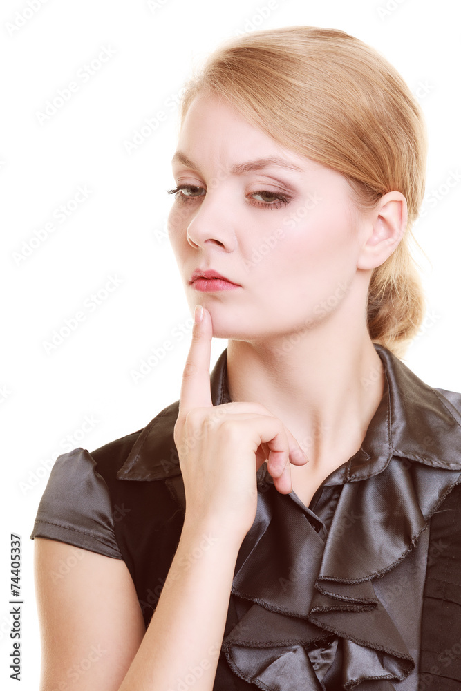 Portrait of thougthful businesswoman pensive woman Portrait of thougthful businesswoman pensive woman