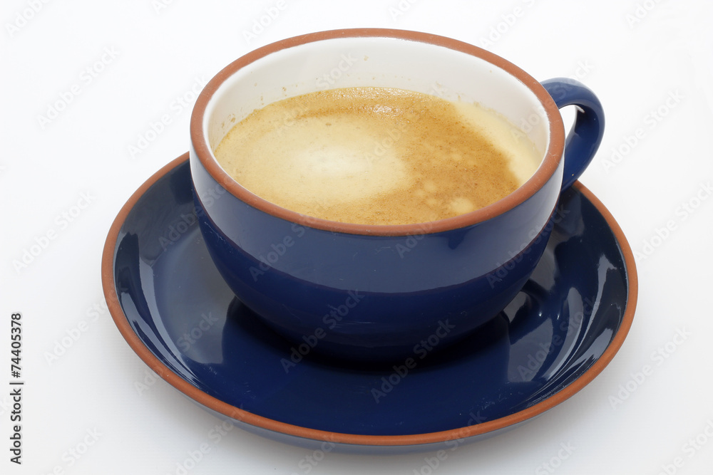 Fototapeta premium coffee with milk in blue cup