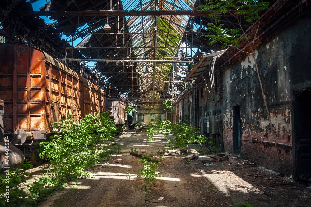 Old trains at abandoned train depot Old trains at abandoned train depot