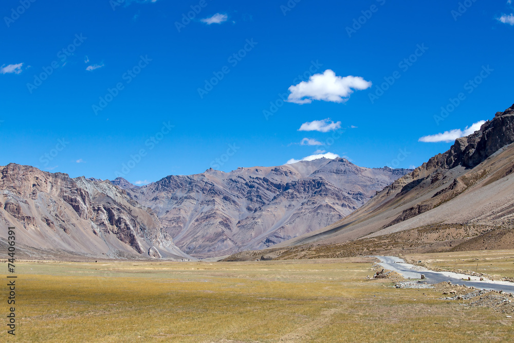 Himalayan landscape in Himalayas along Manali-Leh highway. India