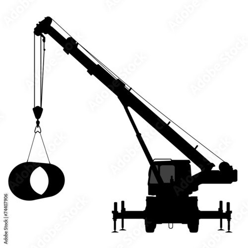Crane. Silhouette on a white background.