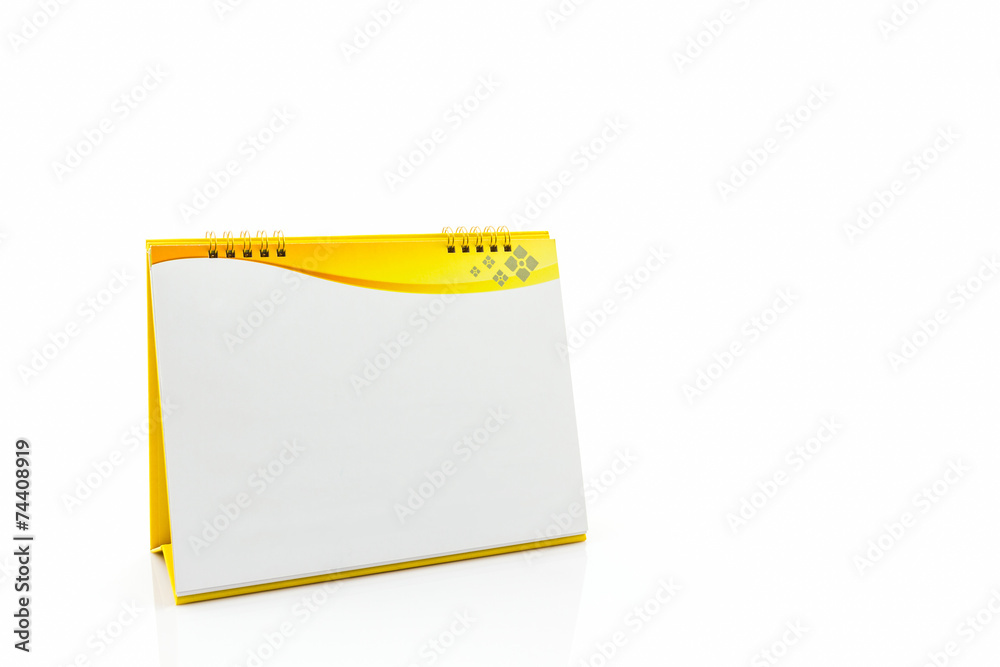 Yellow blank paper desk spiral calendar. Yellow blank paper desk spiral calendar.