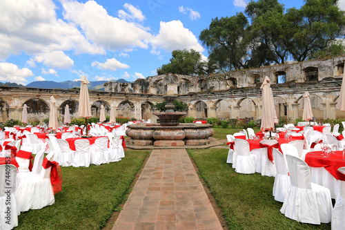 Outdoor wedding venue in Santa Clara ruins, Antigua Guatemala