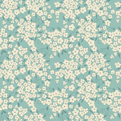 Fototapete Kleine Blumenmuster Filigrane Streublümchen im Ditsy-Design  © antalogiya
