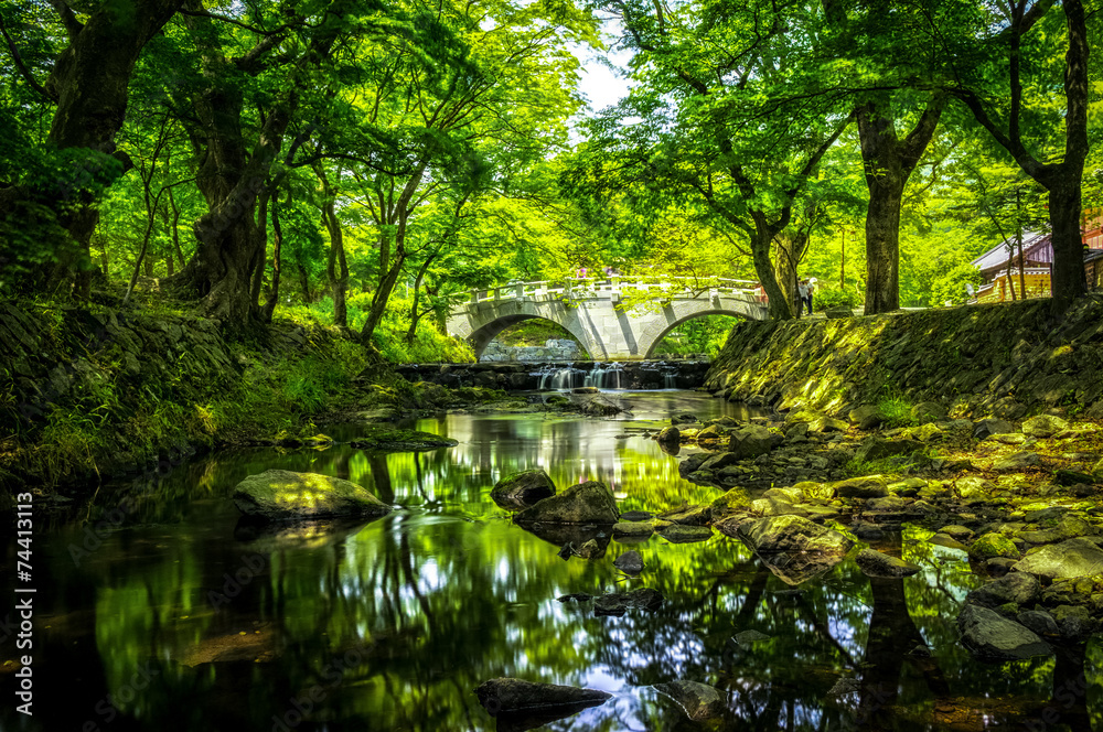 Summer reflections of Seonunsa Temple in South Korea. Summer reflections of Seonunsa Temple in South Korea.