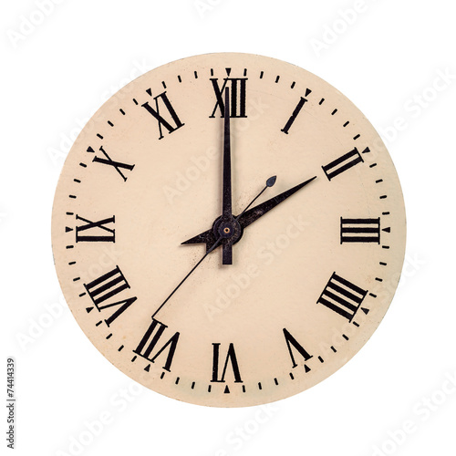 Vintage clock face showing two o'clock