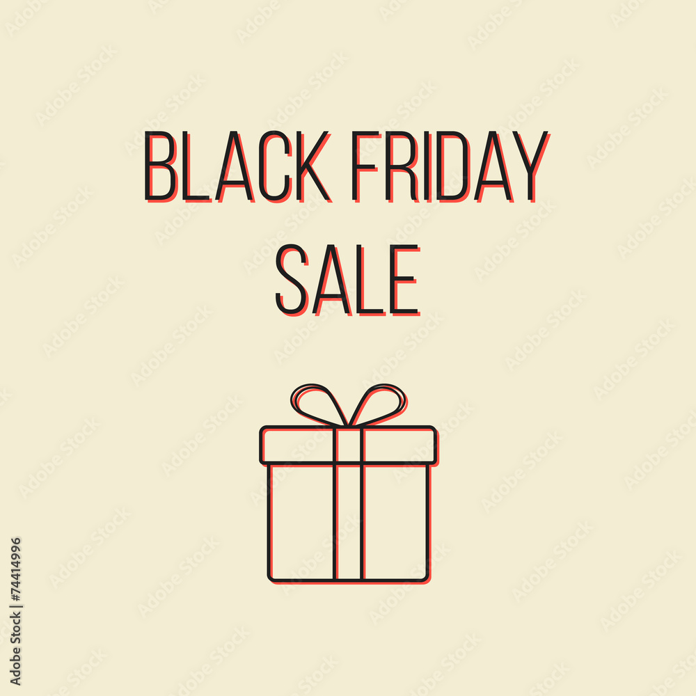colored black friday sale lettering with outline gift box