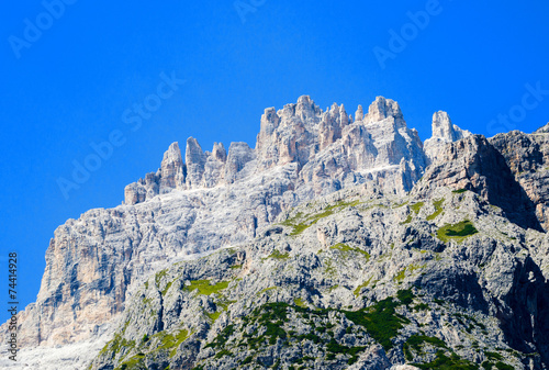 Beautiful landscape of Dolomites. Mountains and Trees in summer © jovannig