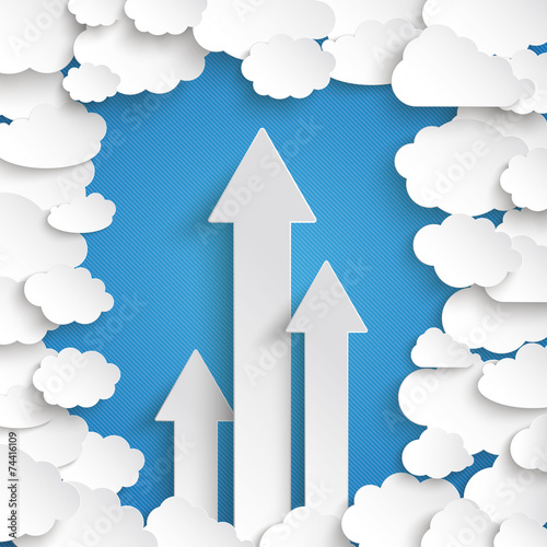 White Paper Clouds Blue Sky Centre 3 Arrows